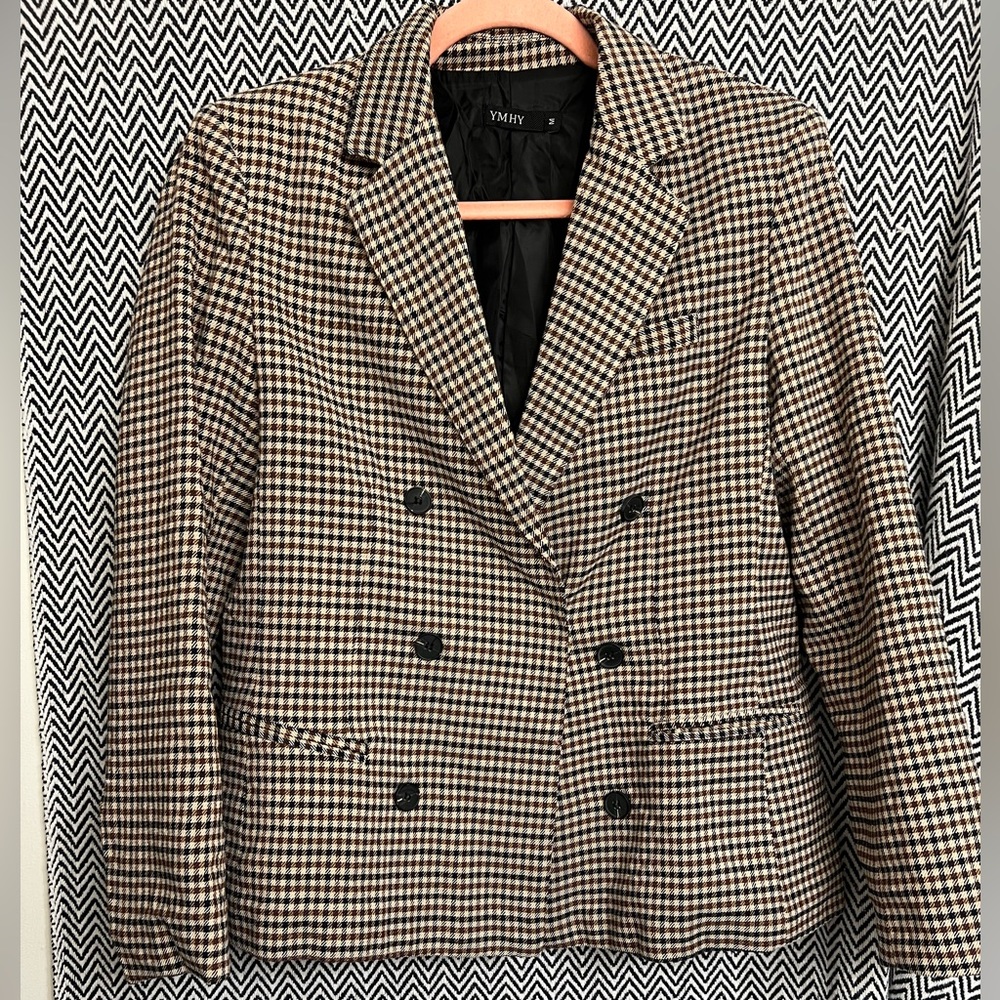 YMHY brown plaid blazer - M